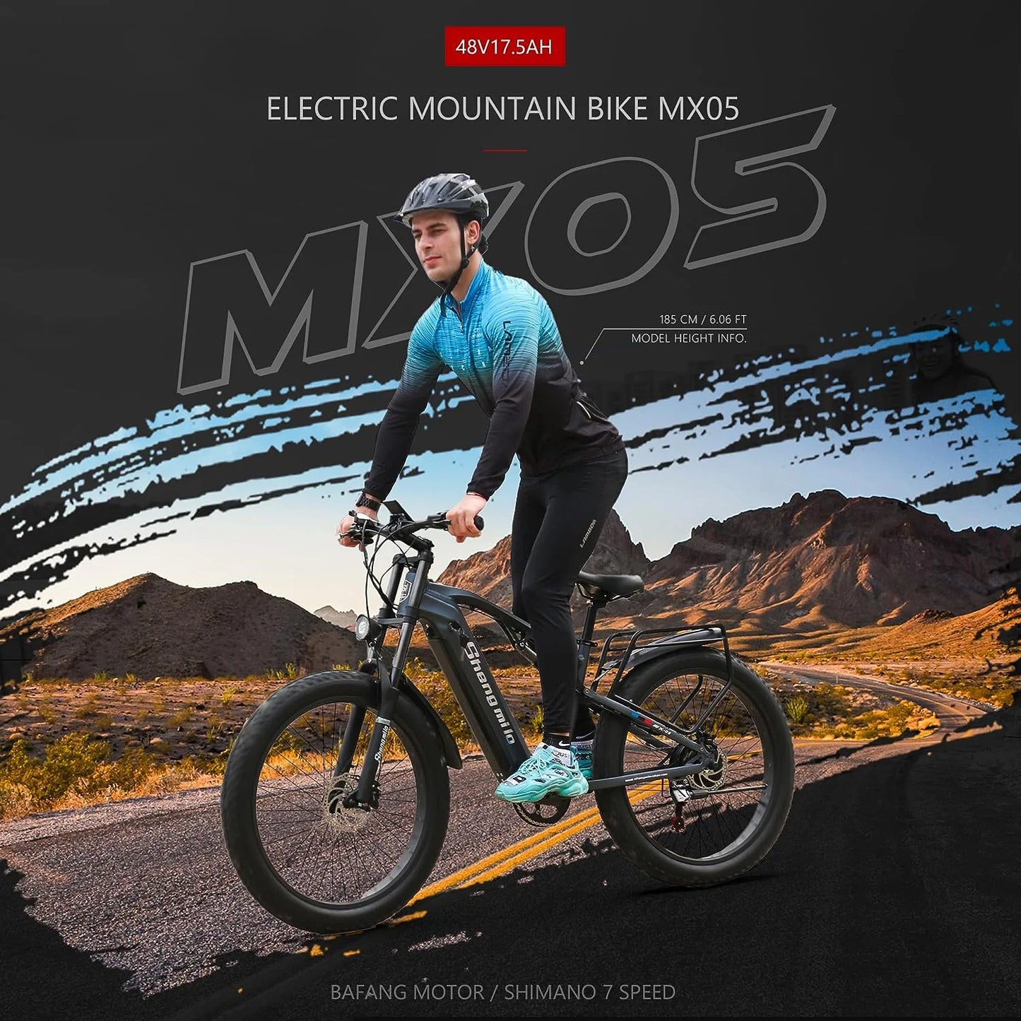 Shengmilo MX05 1000W Bafang Motor Full Suspension All Terrain Electric Bike