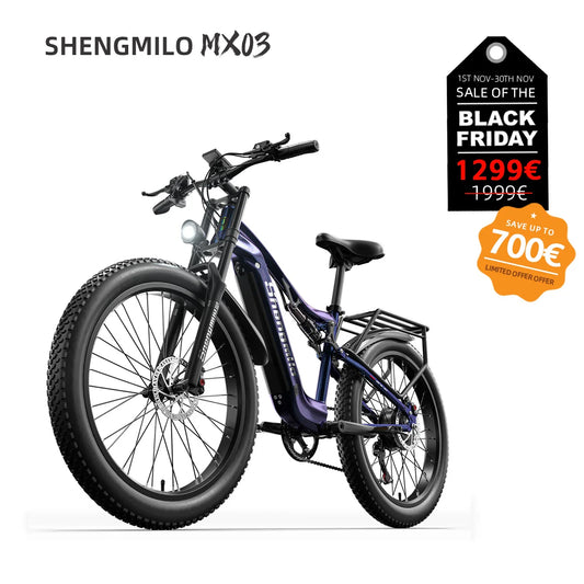 Shengmilo MX03 500W Bafang Motor Full Suspension Fat Tires Electric Bike